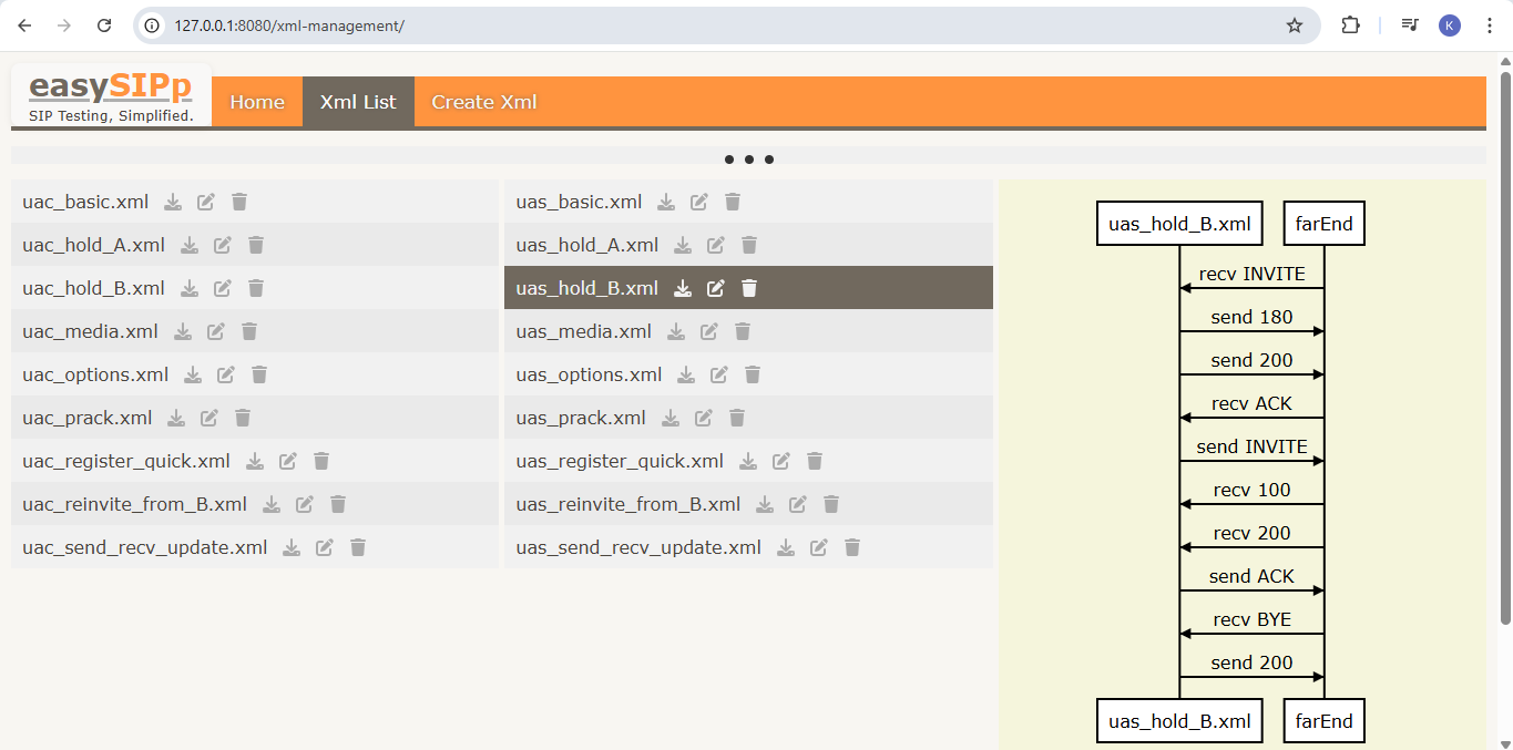 easySIPp predefined sipp xml scenarios